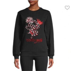 ! Roberto Cavalli HOTFIX CRYSTAL-EMBELLISHED SNAKE SWEATSHIRT sz M